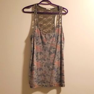 Olive green and floral tank